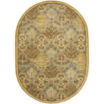 SAFAVIEH Antiquity Trafford Floral Geometric Wool Area Rug, Light Blue/Gold, 7'6" x 9'6" Oval