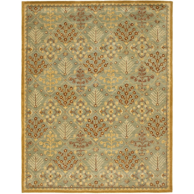 SAFAVIEH Antiquity Trafford Geometric Wool Area Rug, Light Blue/Gold, 9' x 12'
