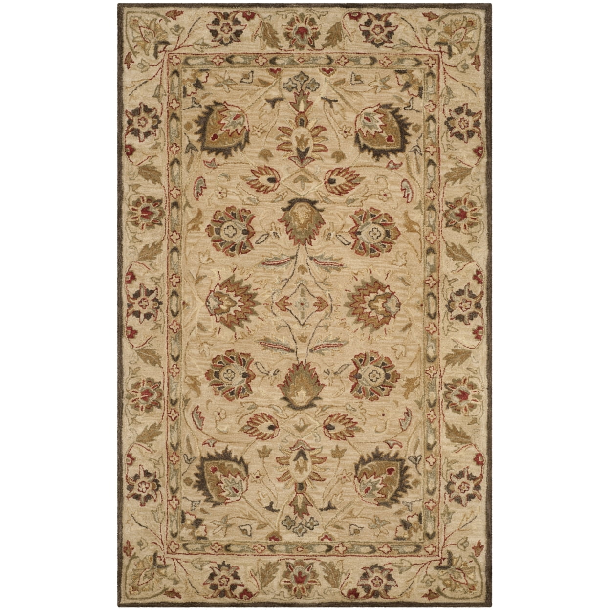 Elegant Antiquity Beige 5' x 8' Hand-Tufted Wool Area Rug