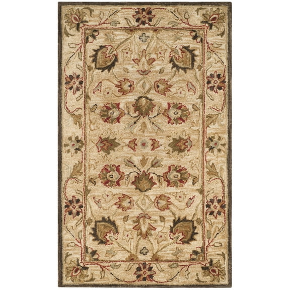 SAFAVIEH Antiquity Weldon Traditional Floral Wool Area Rug, Beige, 3' x 5'