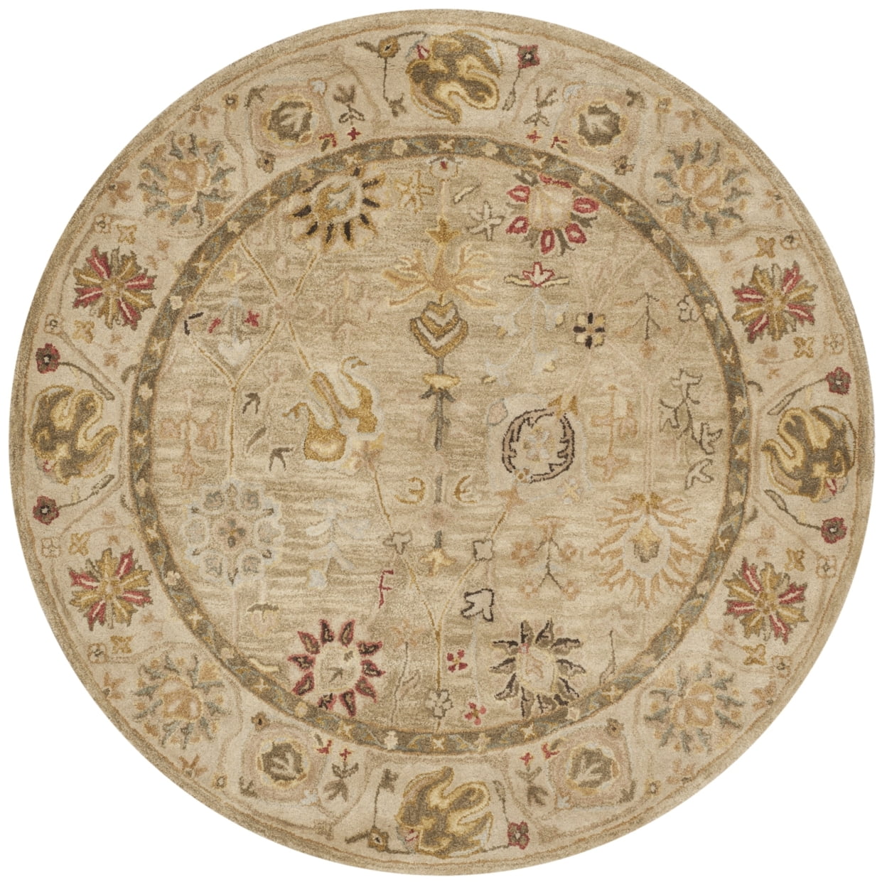 Ivory Round Handmade Wool Tufted Area Rug