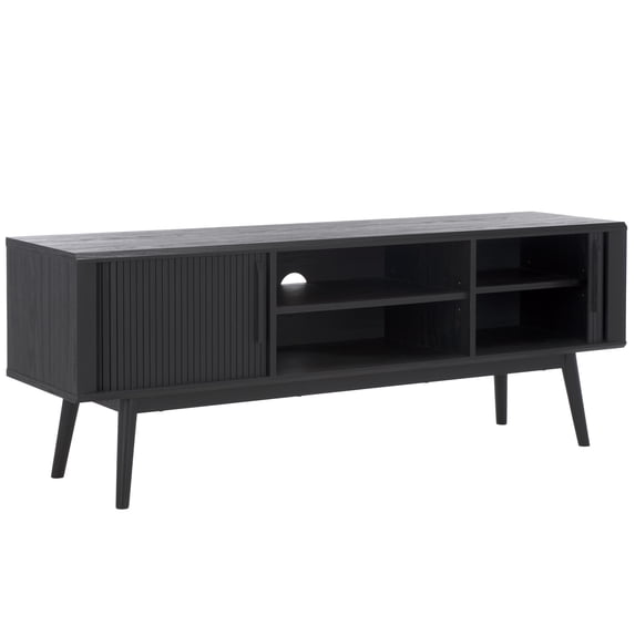 SAFAVIEH Aphra Farmhouse 2 Door 2 Shelf Media Stand, Black (59 in. W x 15.4 in. D x 21.9 in. H)