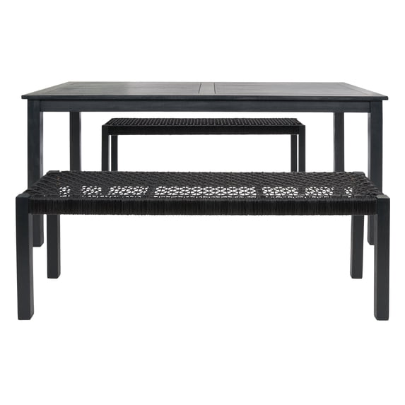 SAFAVIEH Aquina Outdoor Patio 3 Piece Dining Set, Black
