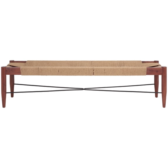 SAFAVIEH Arcana Rustic Classic Natural Jute Bench, Cognac