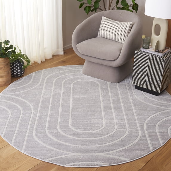 SAFAVIEH Archway Quincy Geometric Area Rug, Gray/Light Gray, 6'7" x 6'7" Round