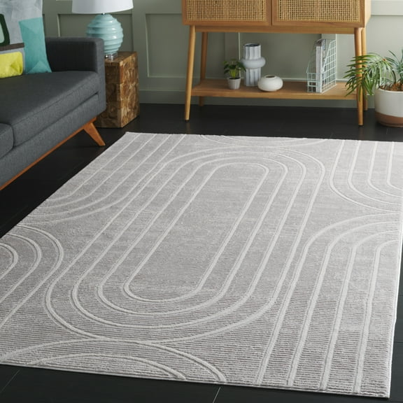 SAFAVIEH Archway Quincy Geometric Area Rug, Gray/Light Gray, 6'7" x 6'7" Square