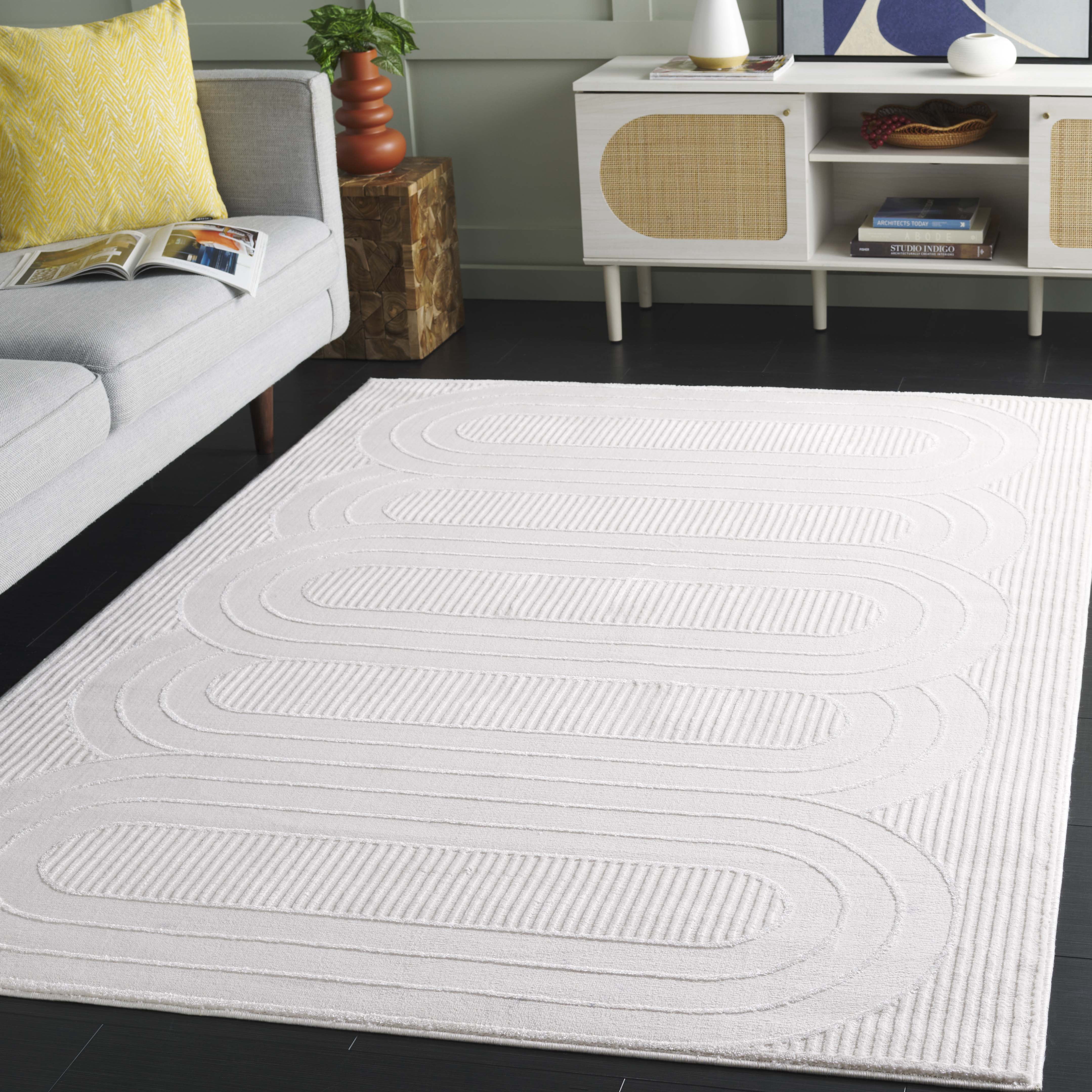 SAFAVIEH Archway Zarif Geometric Area Rug, Ivory/Ivory, 6'7" x 6'7" Square
