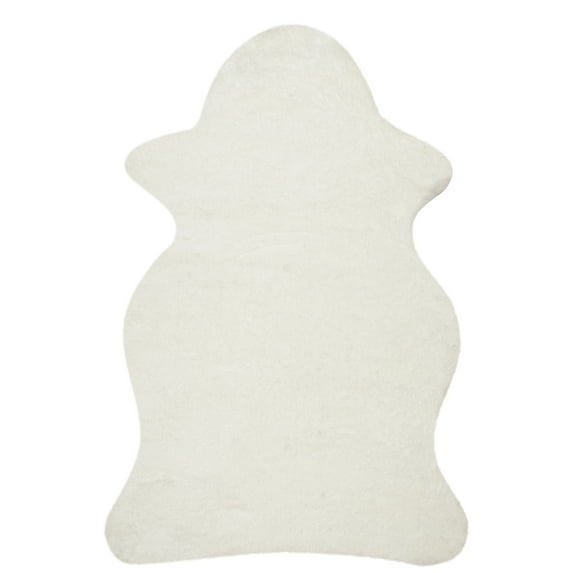 SAFAVIEH Arctic Giselle Solid Polyester Shag Area Rug, Ivory, 3' x 5' Scalloped