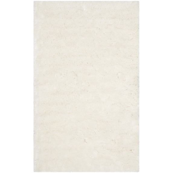 SAFAVIEH Arctic Giselle Solid Polyester Shag Area Rug, Ivory, 5' x 5' Round