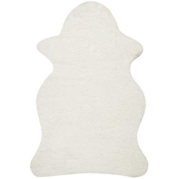 SAFAVIEH Arctic Giselle Solid Polyester Shag Area Rug, Ivory, 5' x 7' Scalloped