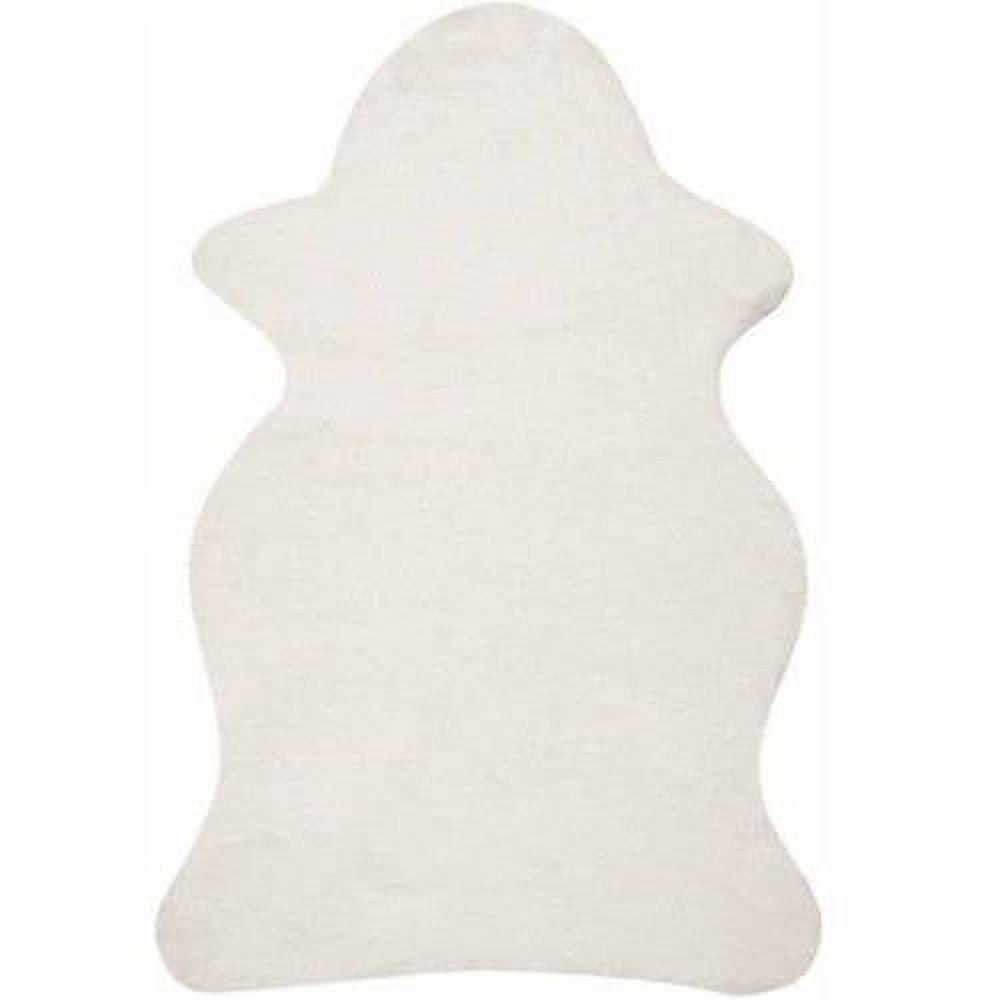 Ivory Luxe Handmade Tufted Round Shag Sheepskin Synthetic Rug