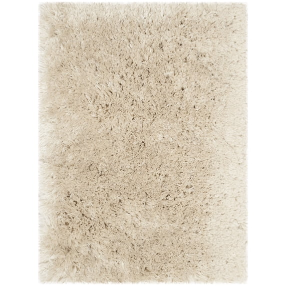 SAFAVIEH Arctic Giselle Solid Polyester Shag Area Rug, Light Beige, 5' x 7'