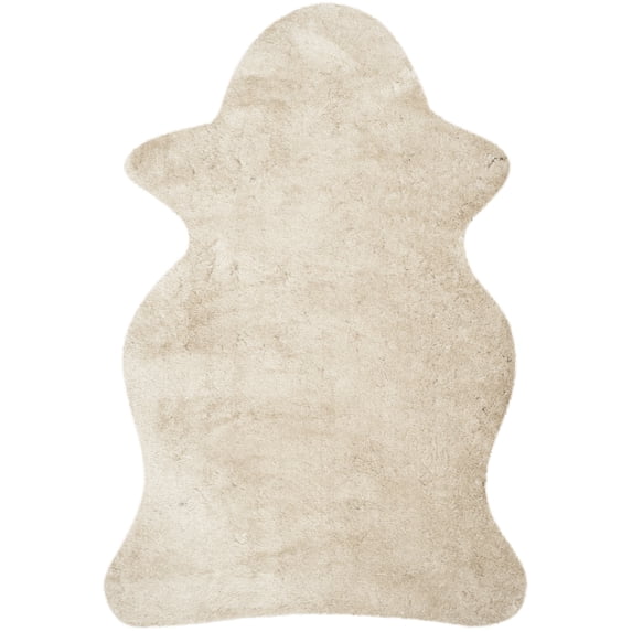 SAFAVIEH Arctic Giselle Solid Polyester Shag Area Rug, Light Beige, 7' x 10' Scalloped