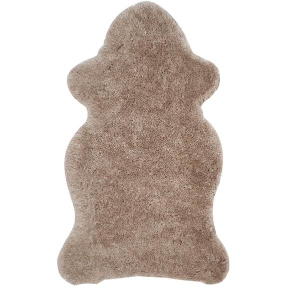 SAFAVIEH Arctic Giselle Solid Polyester Shag Area Rug, Taupe, 2' x 3' Scalloped