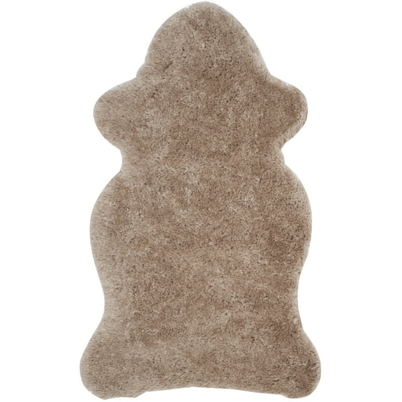 SAFAVIEH Arctic Giselle Solid Polyester Shag Area Rug, Taupe, 3' x 5' Scalloped