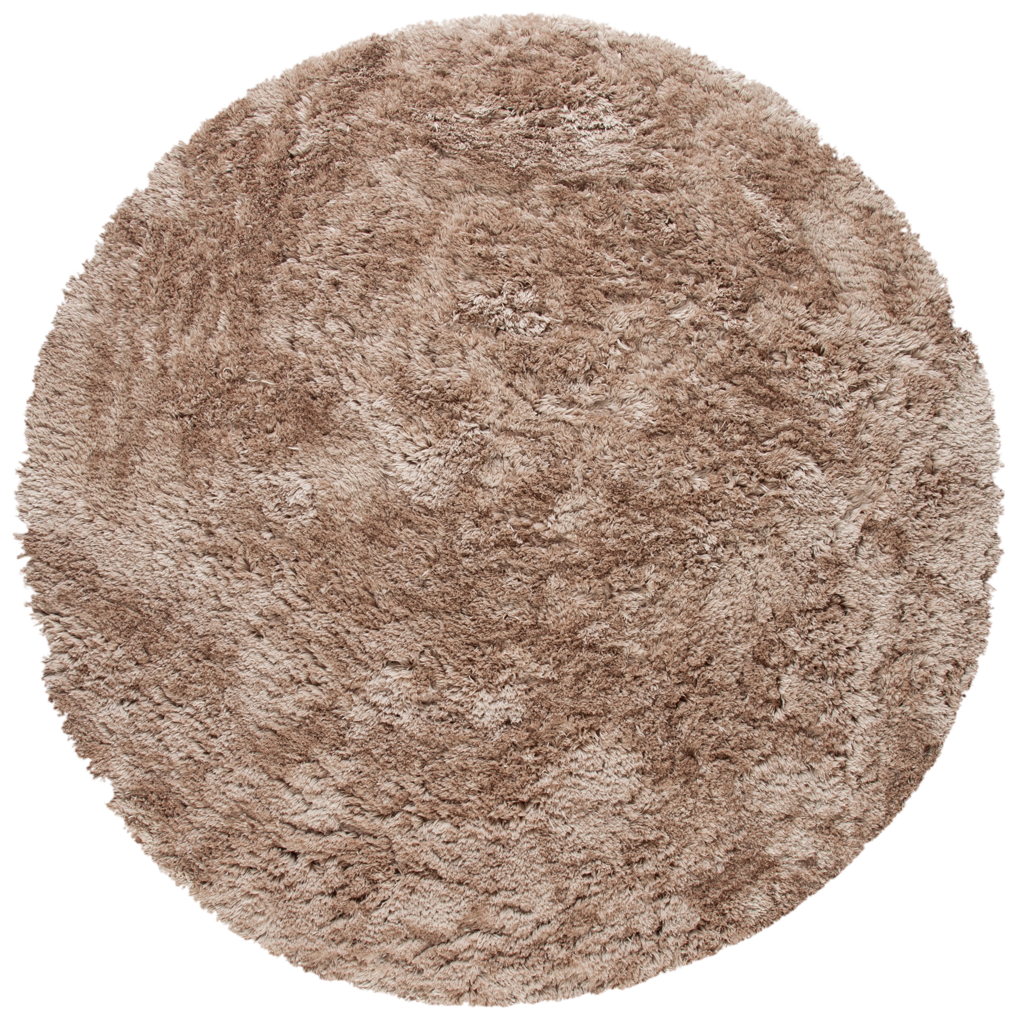 Taupe Round Synthetic Shag Area Rug, 8' Diameter