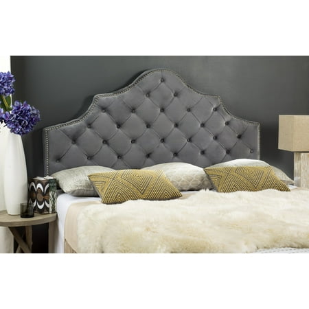 SAFAVIEH Arebelle Rustic Glam Tufted Headboard with Nail Heads, Full, Pewter