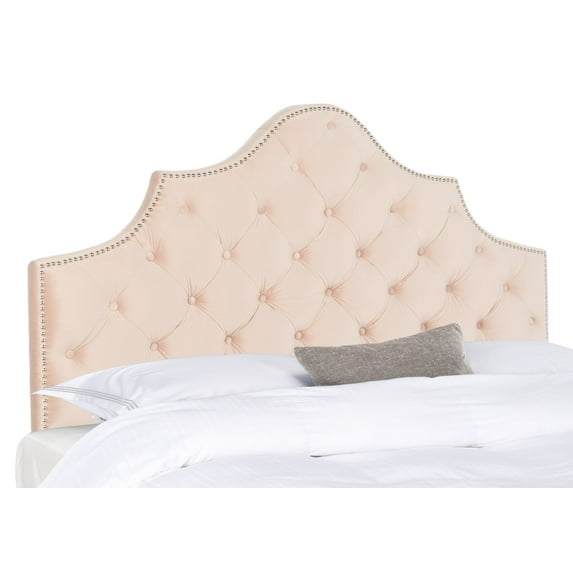 SAFAVIEH Arebelle Rustic Glam Tufted Headboard with Nail Heads, Queen, Blush Pink