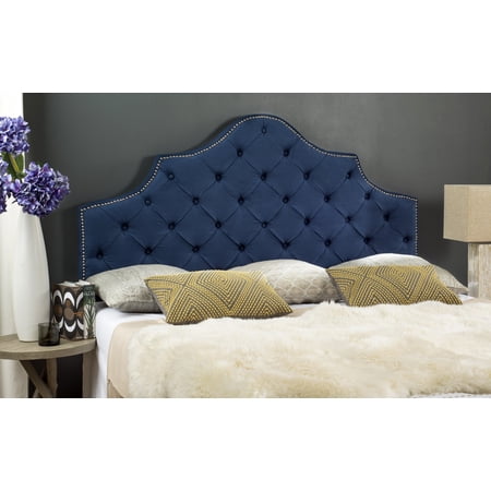 SAFAVIEH Arebelle Rustic Glam Tufted Headboard with Nail Heads, Queen, Steel Blue