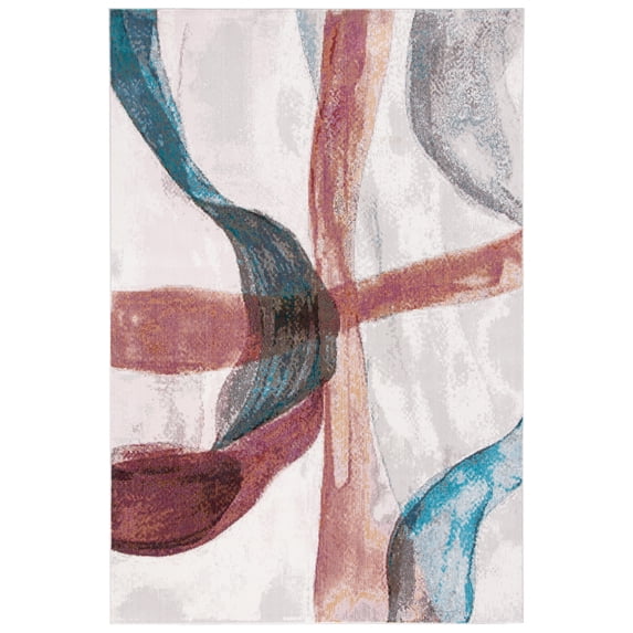 SAFAVIEH Aria Abram Abstract Area Rug, Ivory/Plum, 9' x 12'
