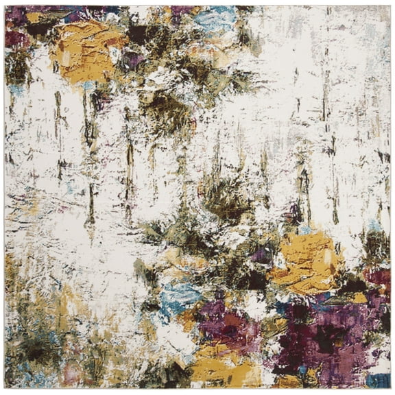 SAFAVIEH Aria Caelestinus Abstract Area Rug, Cream/Olive, 4' x 4' Square