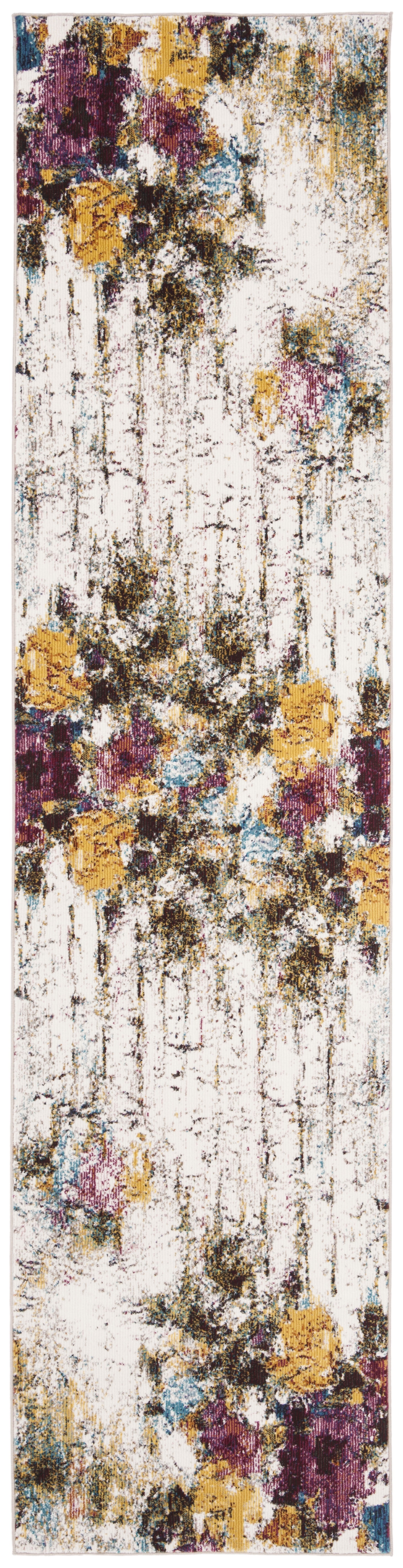 Aria Cream and Olive Hand-knotted Synthetic Runner Rug