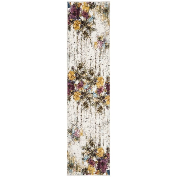 SAFAVIEH Aria Caelestinus Abstract Runner Rug, Cream/Olive, 2' x 12'