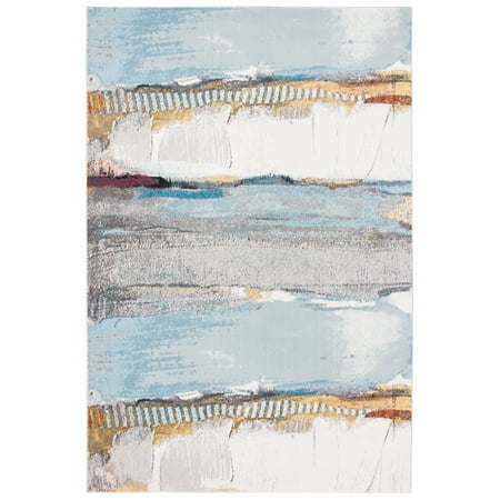 SAFAVIEH Aria Calanthia Abstract Area Rug, Ivory/Light Blue, 8' x 10'