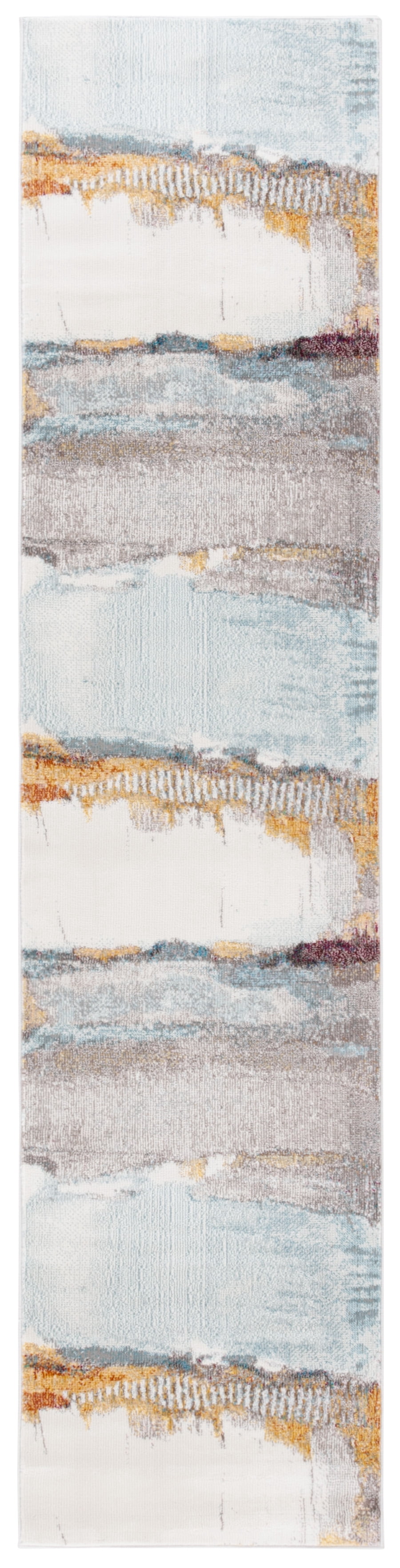 SAFAVIEH Aria Calanthia Abstract Runner Rug, Ivory/Light Blue, 2' x 8 ...