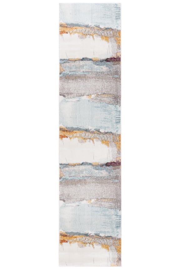 Aria Calanthia Abstract Runner Rug, Ivory/Light Blue, 2' x 8'