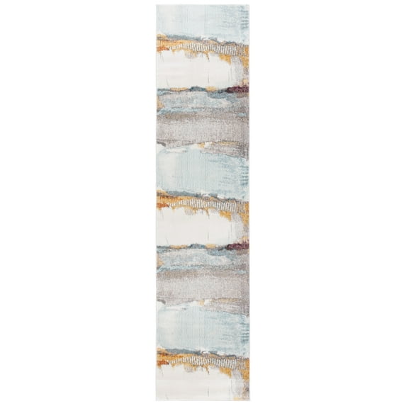SAFAVIEH Aria Calanthia Abstract Runner Rug, Ivory/Light Blue, 2' x 8'