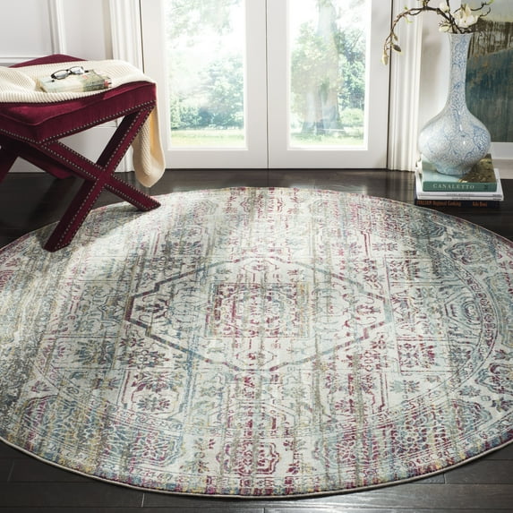 SAFAVIEH Aria Christopher Traditional Area Rug, Red/Cream, 6'5" x 6'5" Round