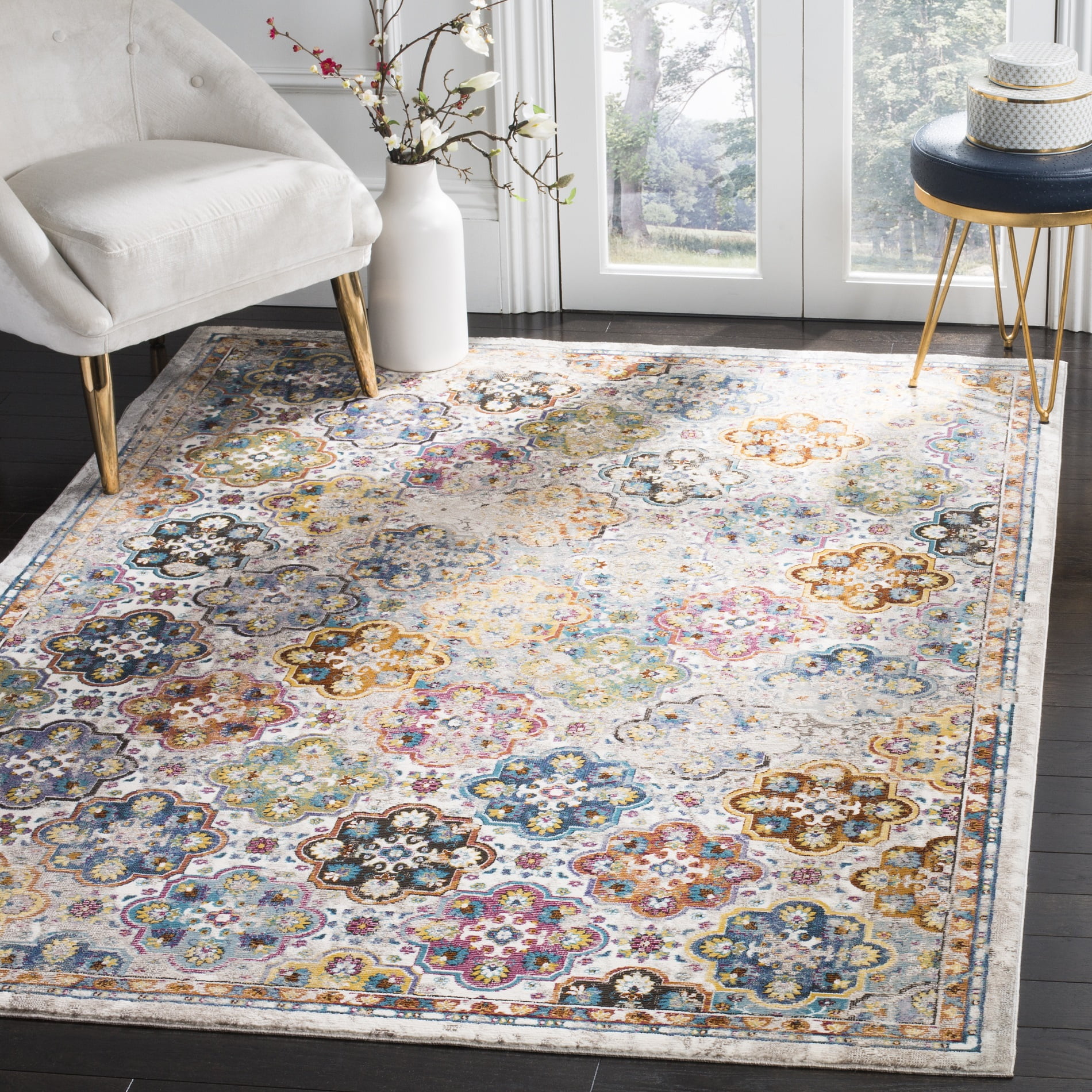 Elysian Blue 5'1" x 7'6" Reversible Synthetic Area Rug