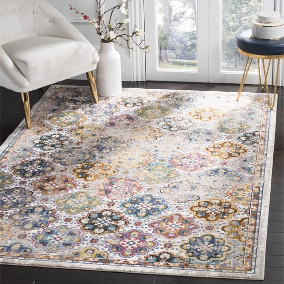 SAFAVIEH Aria Cian Geometric Floral Area Rug, Beige/Multi, 6'5" x 6'5" Square