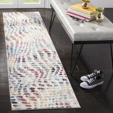 SAFAVIEH Aria Cian Geometric Runner Rug, Cream/Wine, 2' x 8'