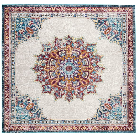 SAFAVIEH Aria Emmerson Oriental Area Rug, Ivory/Navy, 6'5" x 6'5" Square