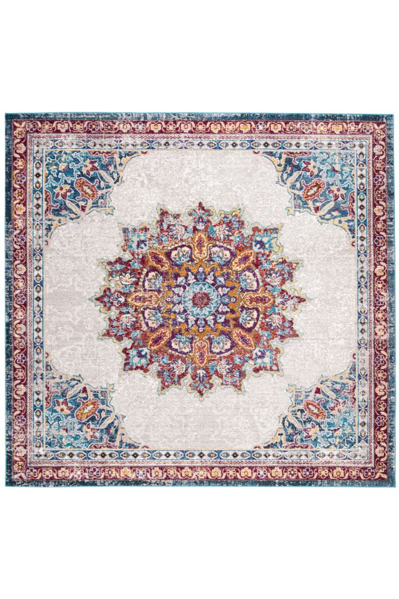 Aria Emmerson Oriental Area Rug, Ivory/Navy, 6'5" x 6'5" Square