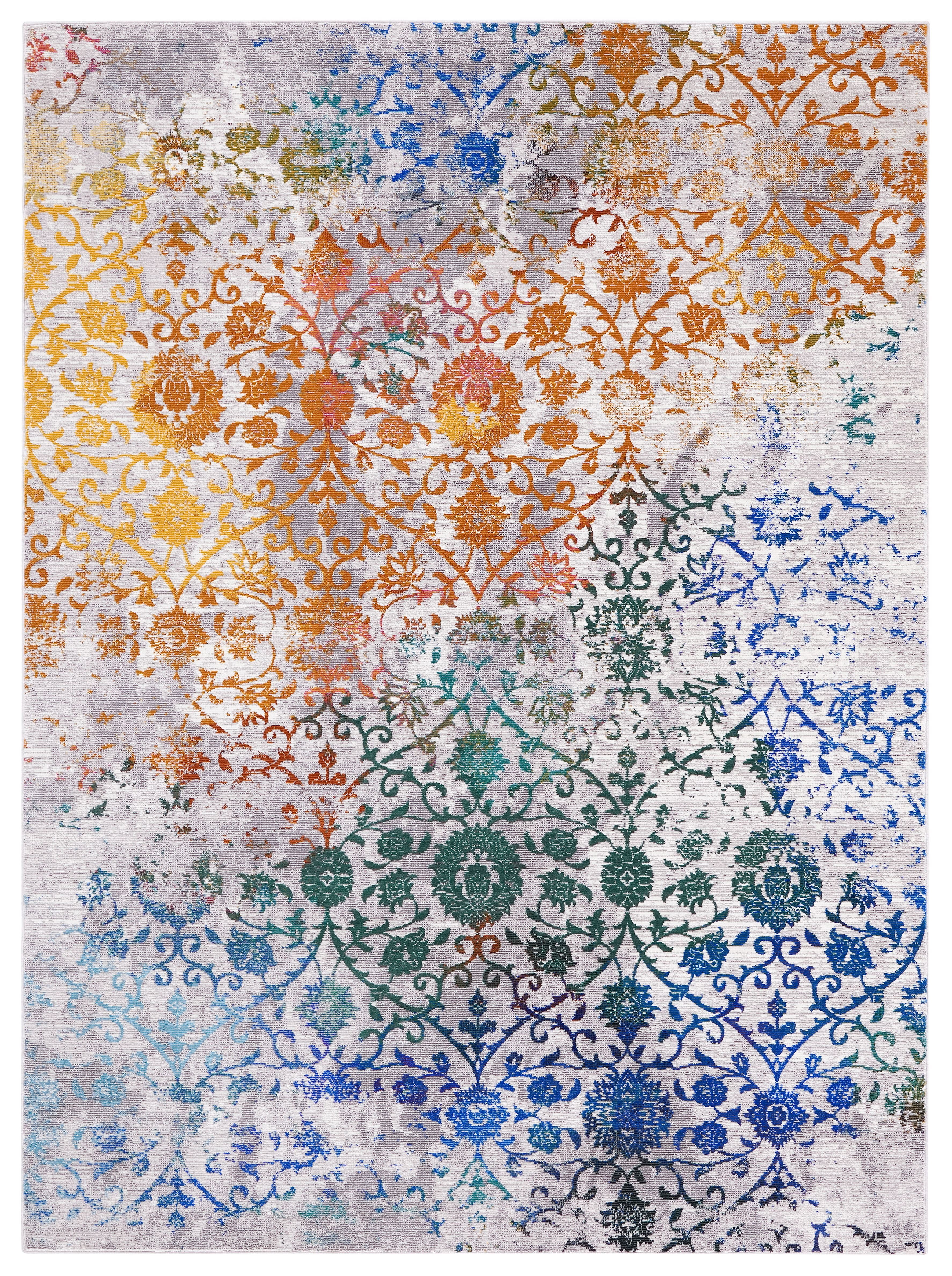 Leonard Multicolor Floral Damask Rectangular Area Rug