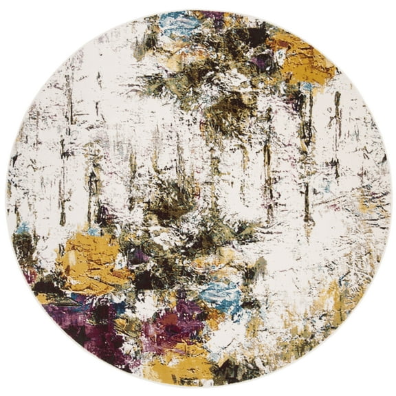 SAFAVIEH Aria Caelestinus Abstract Area Rug, Cream/Olive, 6'5" x 6'5" Round
