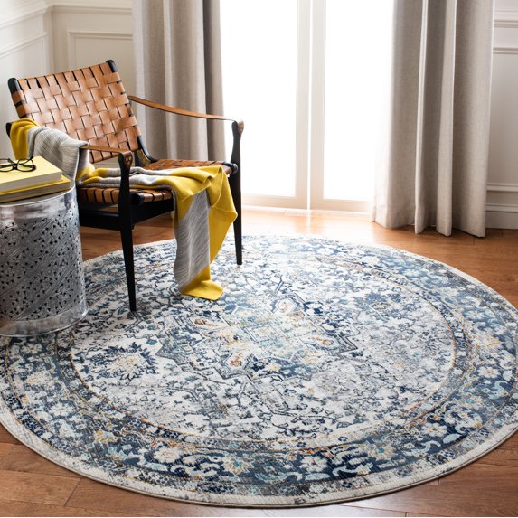 SAFAVIEH Aria Collection ARA711A Ivory / Navy Rug