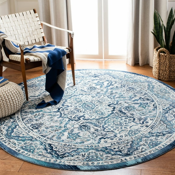 SAFAVIEH Aria Collection ARA770A Ivory / Navy Rug