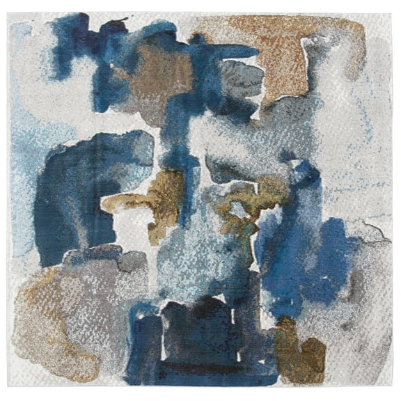 SAFAVIEH Aria Conchur Abstract Area Rug, Ivory/Navy, 6'5" x 6'5" Square