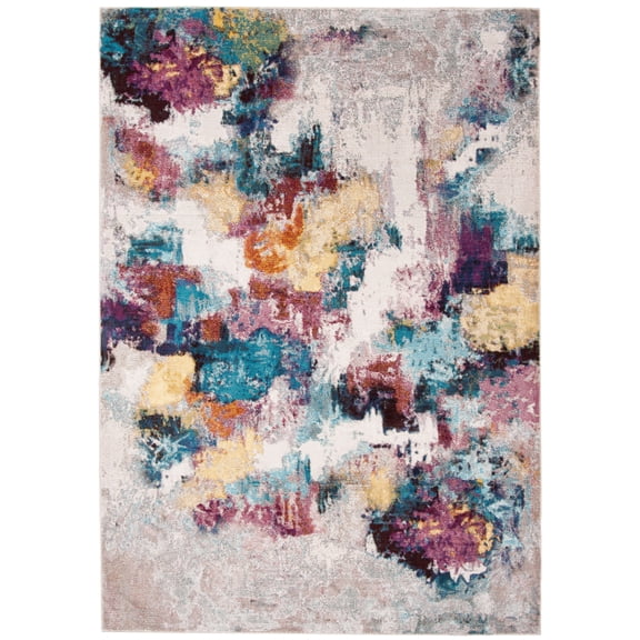 SAFAVIEH Aria Creighton Abstract Area Rug, Grey/Wine, 3' x 5'
