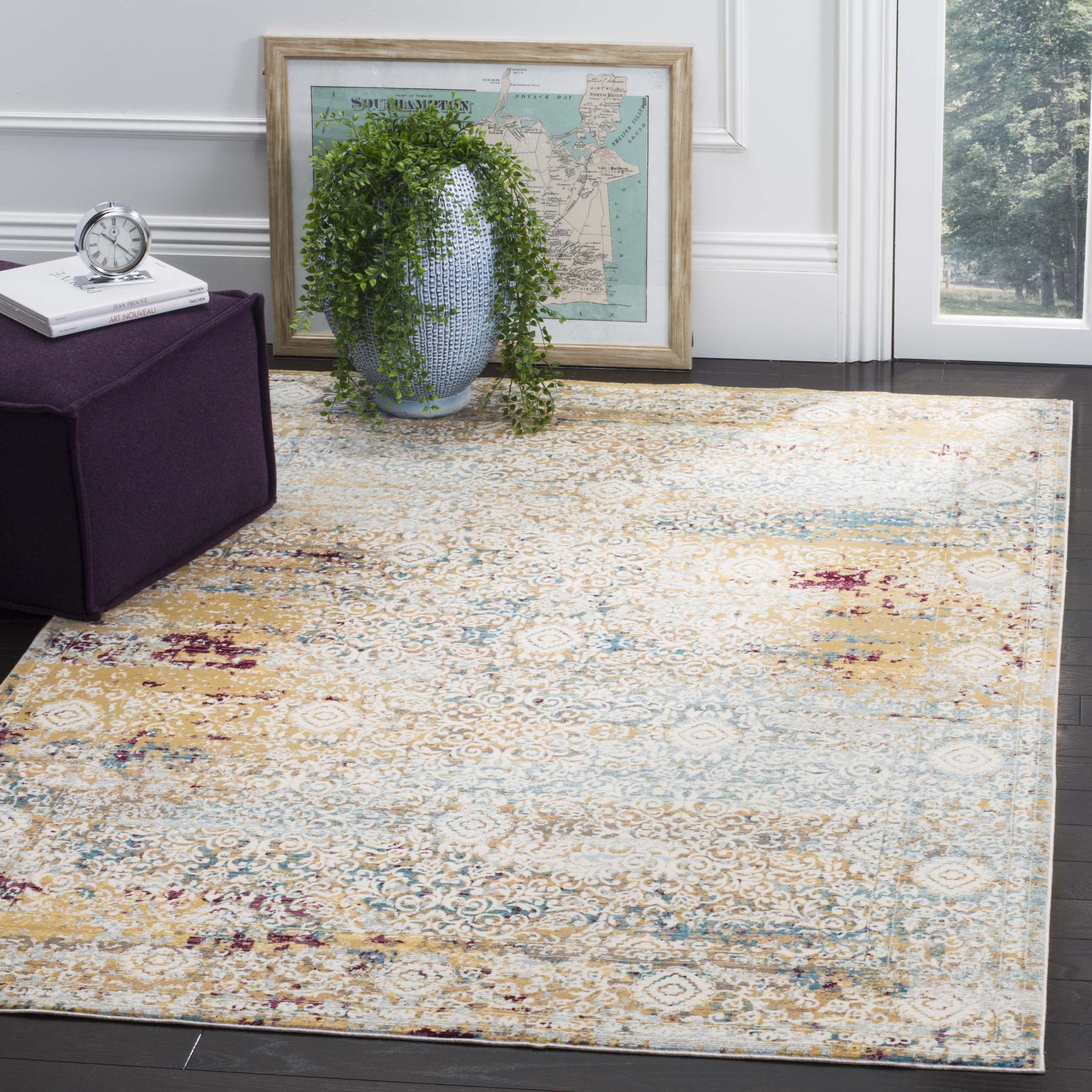 Trend-Setting Transitional Blue Synthetic 8' x 10' Area Rug