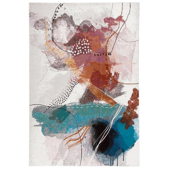 SAFAVIEH Aria Deena Abstract Area Rug, Ivory/Red, 3' x 5'