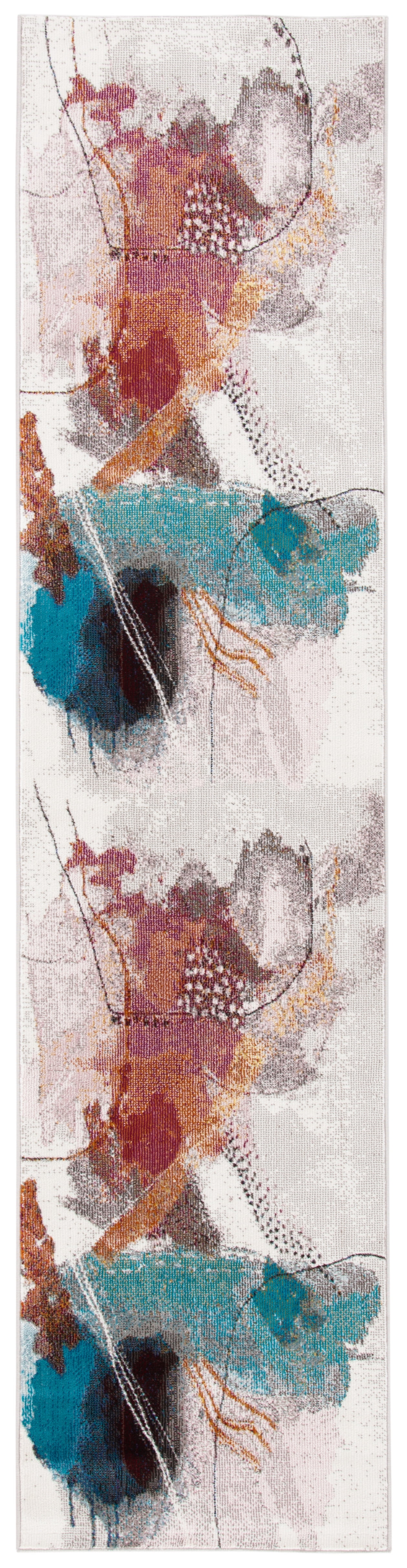 SAFAVIEH Aria Deena Abstract Runner Rug, Ivory/Red, 2' x 8'