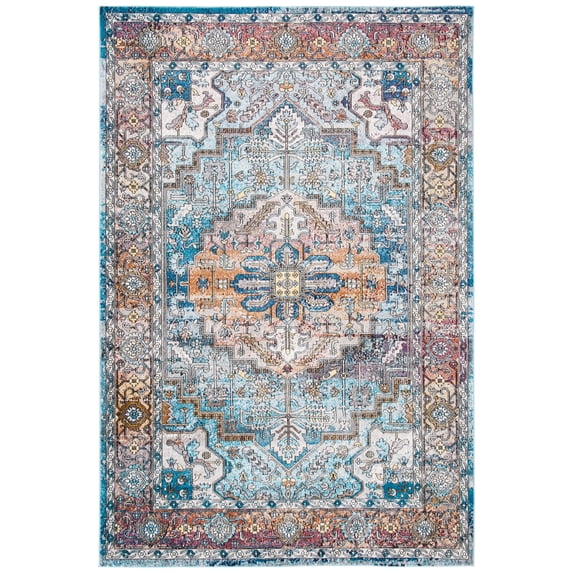 SAFAVIEH Aria Devona Oriental Area Rug, Turquoise/Light Orange, 8' x 10'
