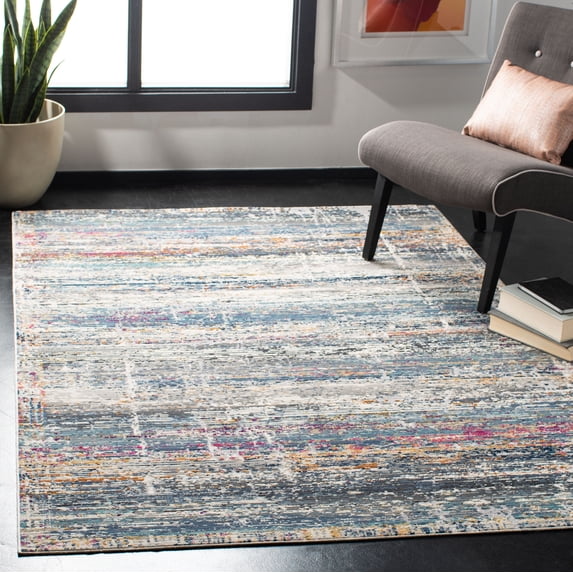 SAFAVIEH Aria Eleanor Abstract Distressed Area Rug, Ivory/Brown, 8' x 10'