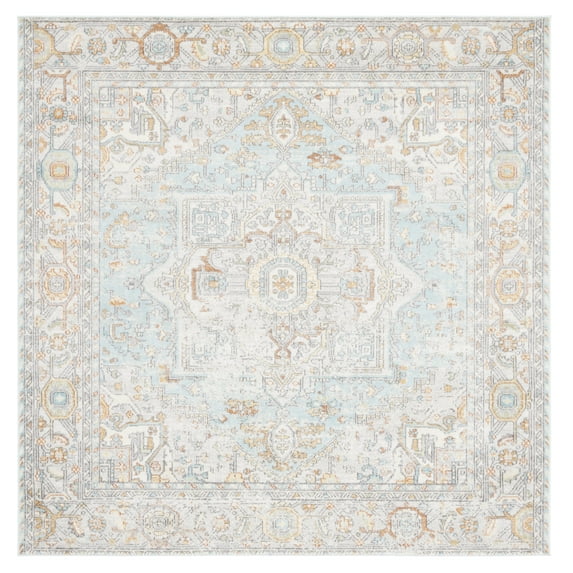 SAFAVIEH Aria Gligor Oriental Area Rug, Aqua/Beige, 6'7" x 6'7" Square
