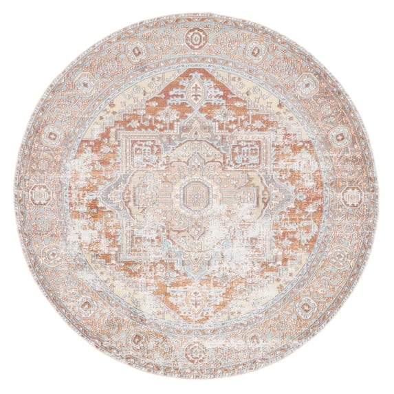 SAFAVIEH Aria Gligor Oriental Area Rug, Rust/Taupe, 6'7" x 6'7" Round